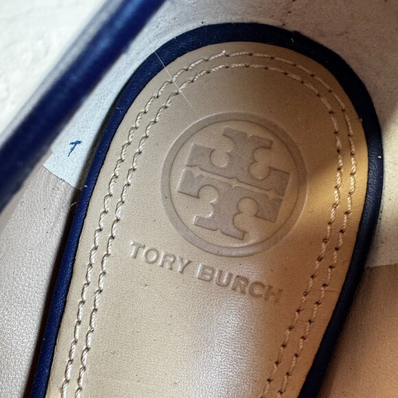 Tory Burch Minnie Cap-Toe Leather Ballet Flat Navy Sea Brillant - Picture 5 of 8
